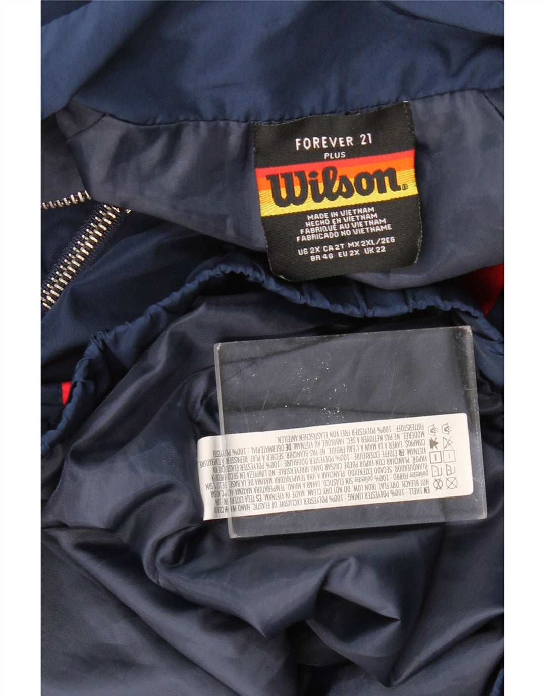 WILSON Γυναικείο Μπουφάν με γραφικό αντιανεμικό μεγάλου μεγέθους UK 22 2XL Navy Blue