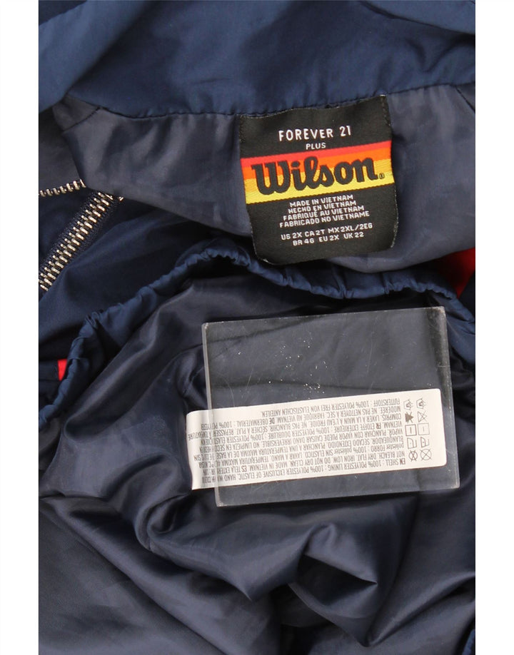 WILSON Γυναικείο Μπουφάν με γραφικό αντιανεμικό μεγάλου μεγέθους UK 22 2XL Navy Blue