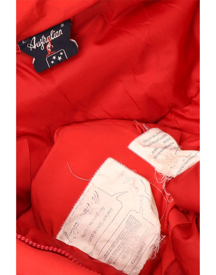 AUSTRALIAN L'ALPINA Γυναικείο παλτό με κουκούλα με επένδυση UK 16 μεγάλο κόκκινο πολυεστέρα