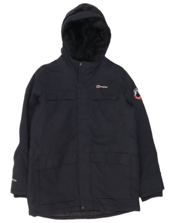 Berghaus Boys Hooded Windbreaker Coat 12-13 Years Black Polyester