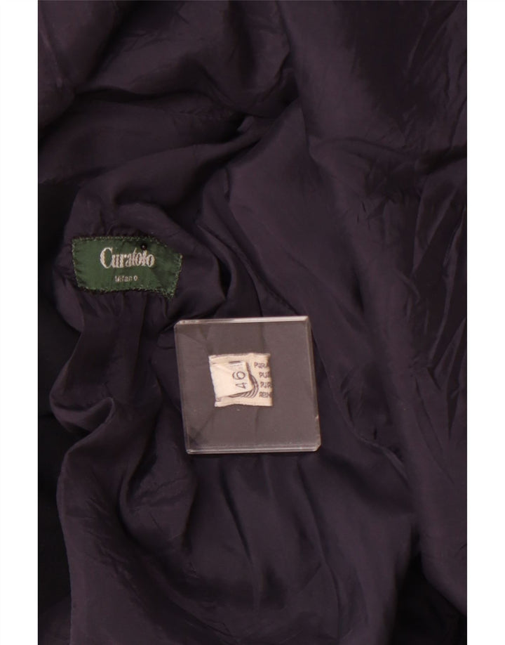 VINTAGE Γυναικείο τζάκετ με 3 κουμπιά Blazer IT 46 Μεγάλο Μαλλί Navy Blue