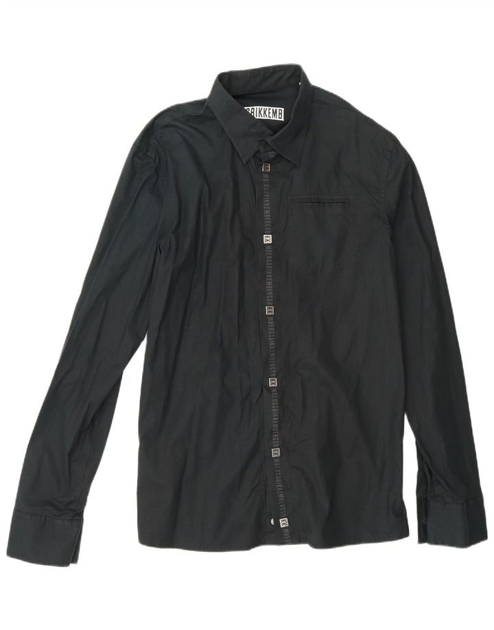 BIKKEMBERGS Ανδρικό γραφικό πουκάμισο μεγάλο μαύρο βαμβακερό