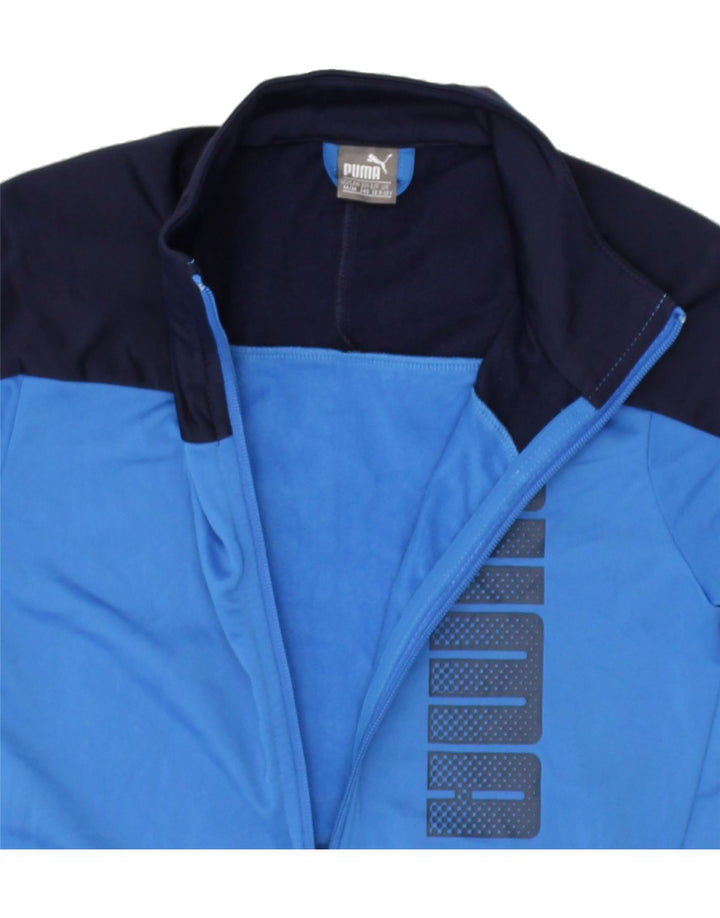 PUMA Boys Graphic Tracksuit Top Jacket 9-10 Years Blue Colourblock | Vintage Puma | Thrift | Second-Hand Puma | Used Clothing | Messina Hembry 