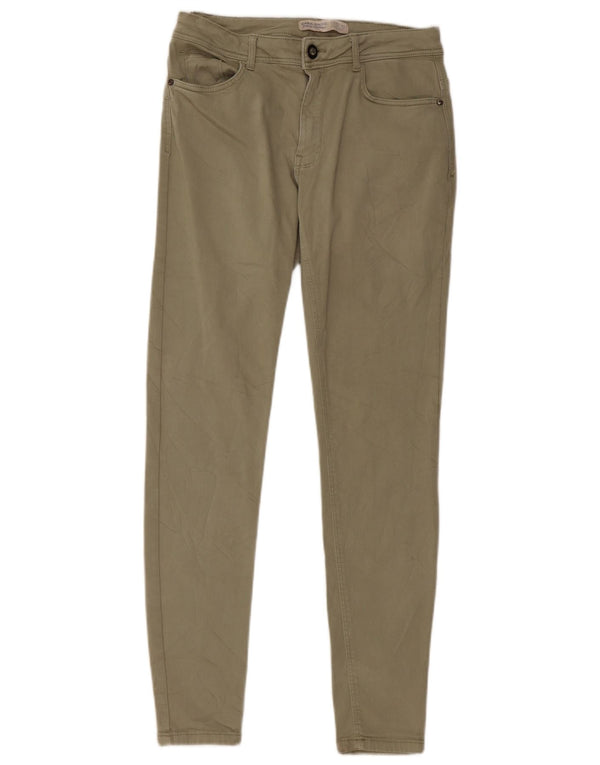 Zara Γυναικείο Slim Casual Παντελόνι EU 38 Small W28 L29 Χακί Βαμβακερό