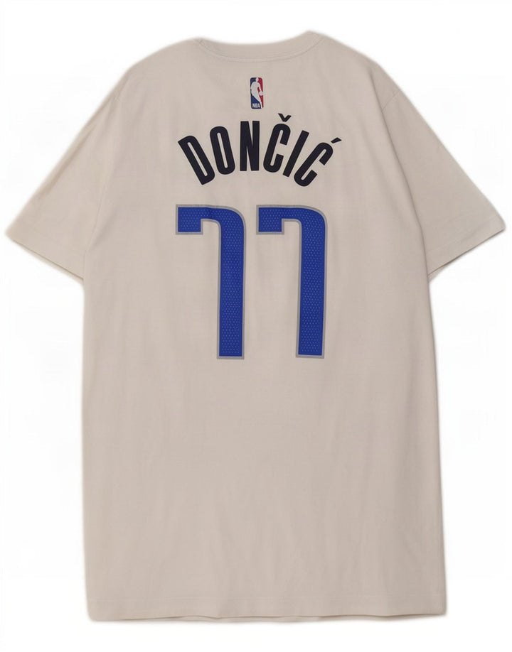 Μπλουζάκι γραφικό Nike, ανδρικό Dallas Mavericks, μεσαίο λευκό βαμβακερό