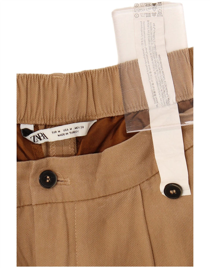 ZARA Γυναικείο κοφτερό παντελόνι μεσαίο W28 L23 Καφέ Lyocell