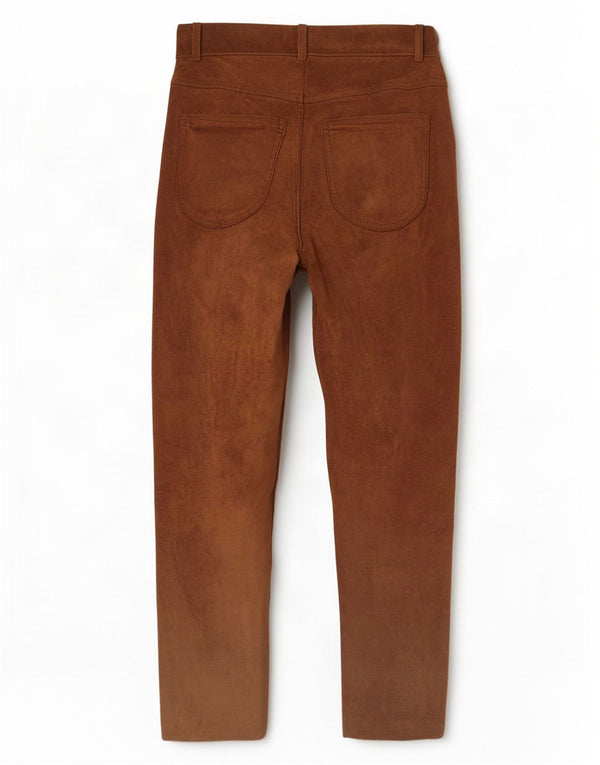 Jones Γυναικείο Slim Suede Παντελόνι EU 36 Small W26 L28 Καφέ Δερμάτινο