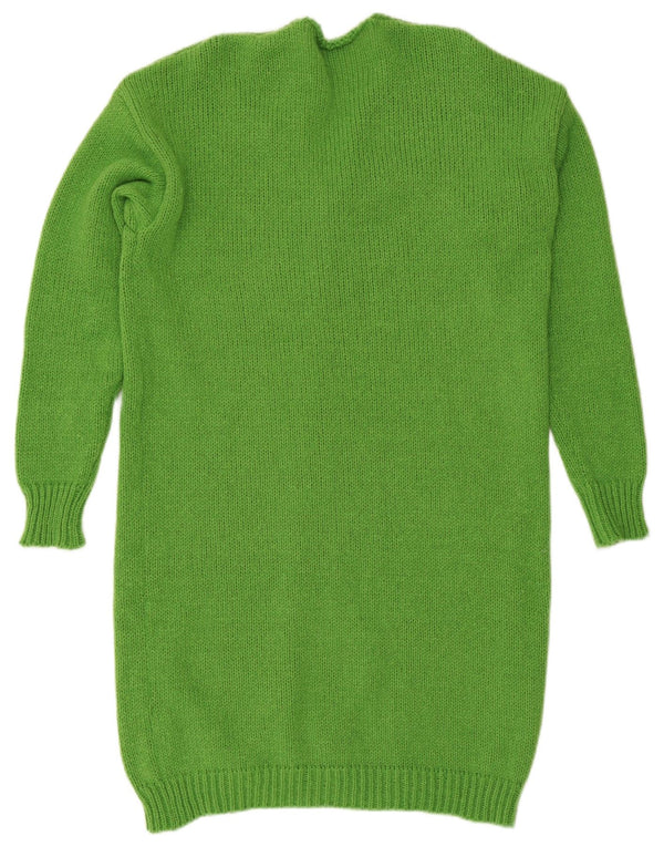 Vintage Γυναικείο Longline Open Cardigan πουλόβερ UK 14 Medium Green Polyester