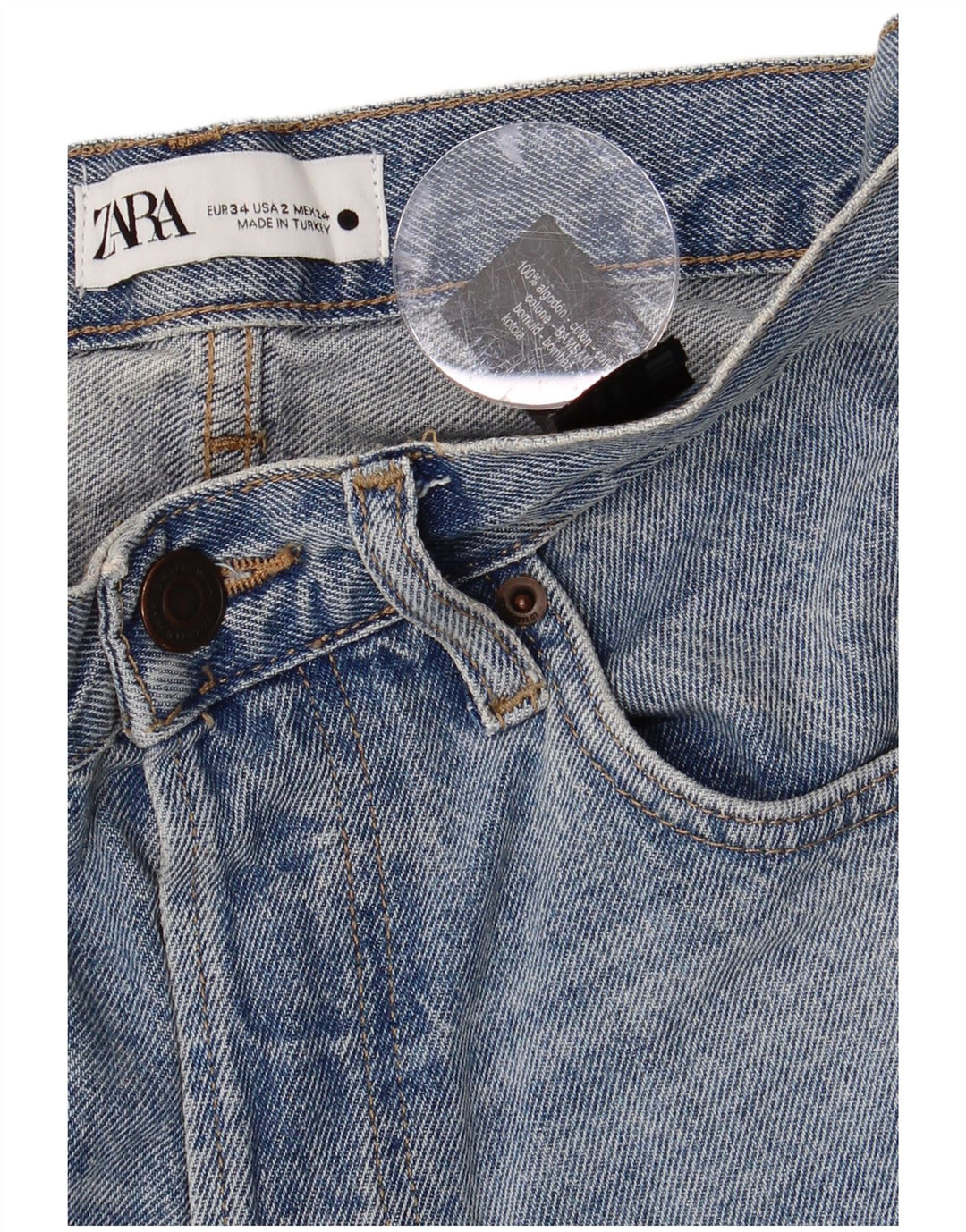 ZARA Γυναικείο ίσιο τζιν EU 34 2XS W24 L29 Μπλε βαμβακερό