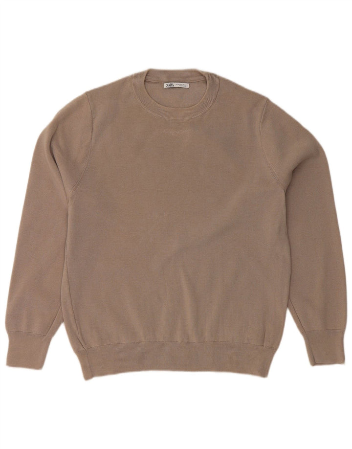 Γυναικείο πουλόβερ ZARA Crew Neck Jumper UK 14 Medium Grey Cotton