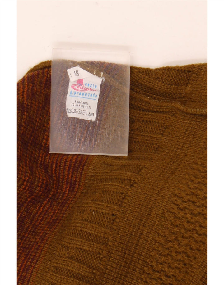 Vintage ανδρικό πουλόβερ με λαιμό κουμπιά EU 50 Medium Khaki Fair Isle