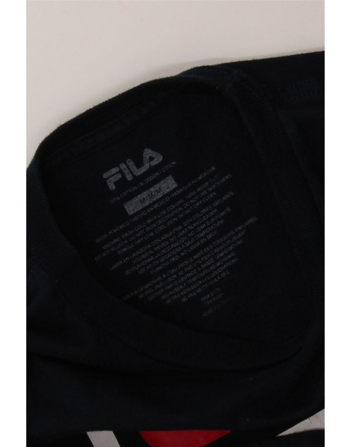 Ανδρικό γραφικό T-Shirt Fila Top μεσαίο μπλε ναυτικό βαμβακερό
