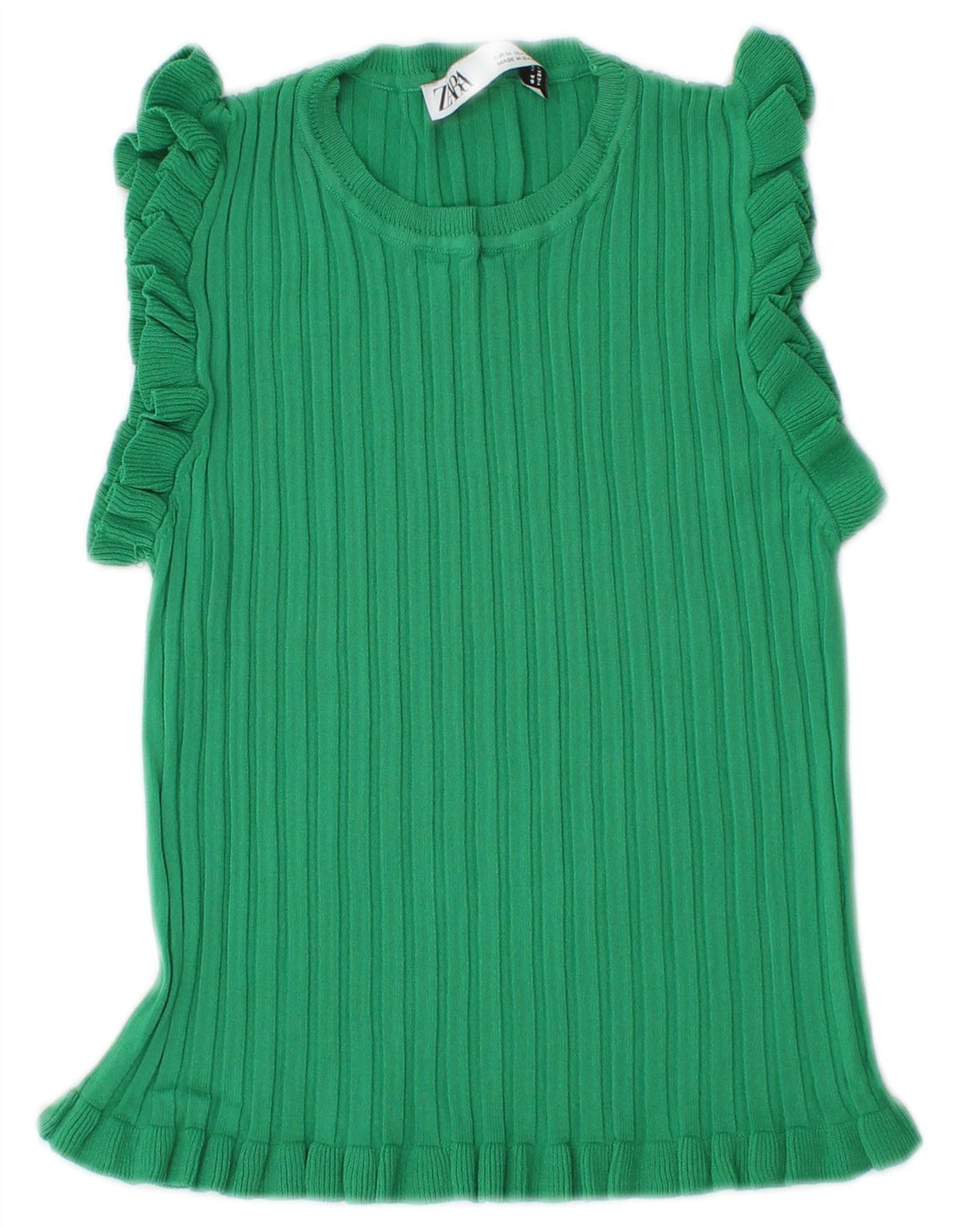 Zara Γυναικείο T-Shirt Crop Top UK 12 Medium Green