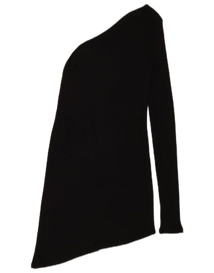 Zara Γυναικείο Asymmetric One Shoulder Top UK 12 Medium Black Viscose