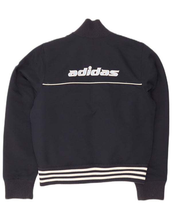 Adidas Womens Graphic Bomber Jacket UK 12 Medium Navy Blue Polyester