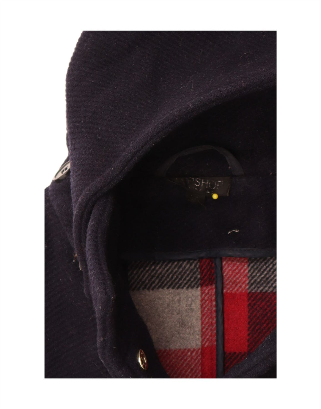 Topshop Γυναικείο παλτό Duffle με κουκούλα UK 10 Small Navy Blue Wool