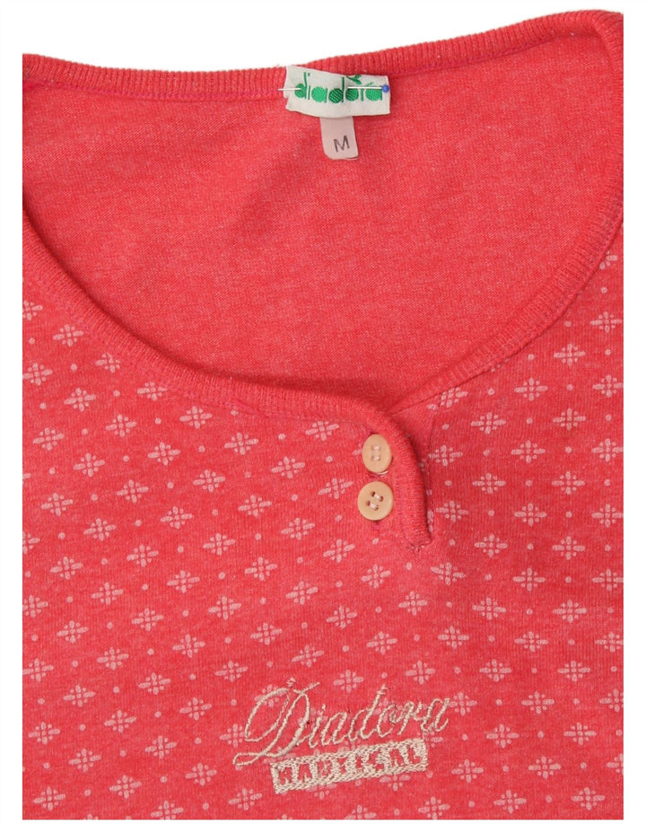 DIADORA Γυναικείο T-Shirt Top UK 14 Μεσαίο Ροζ Γεωμετρικό Βαμβάκι