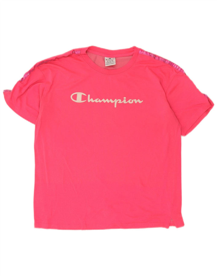 Champion Womens Graphic T-Shirt Top UK 14 Medium Pink