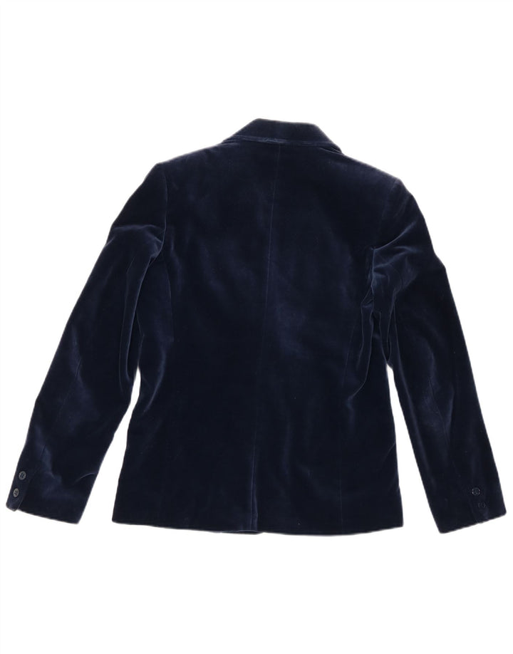 Jaeger Γυναικείο βελούδινο σακάκι με 2 κουμπιά UK 8 Small Navy Blue Cotton