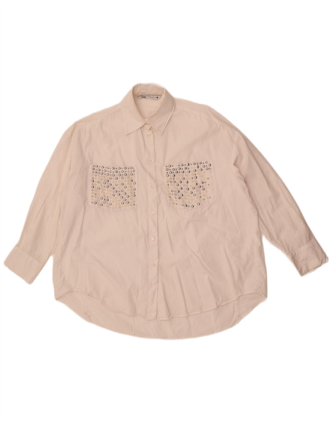 Zara Γυναικείο πουκάμισο Oversized Μπλούζα UK 6 XS Λευκό