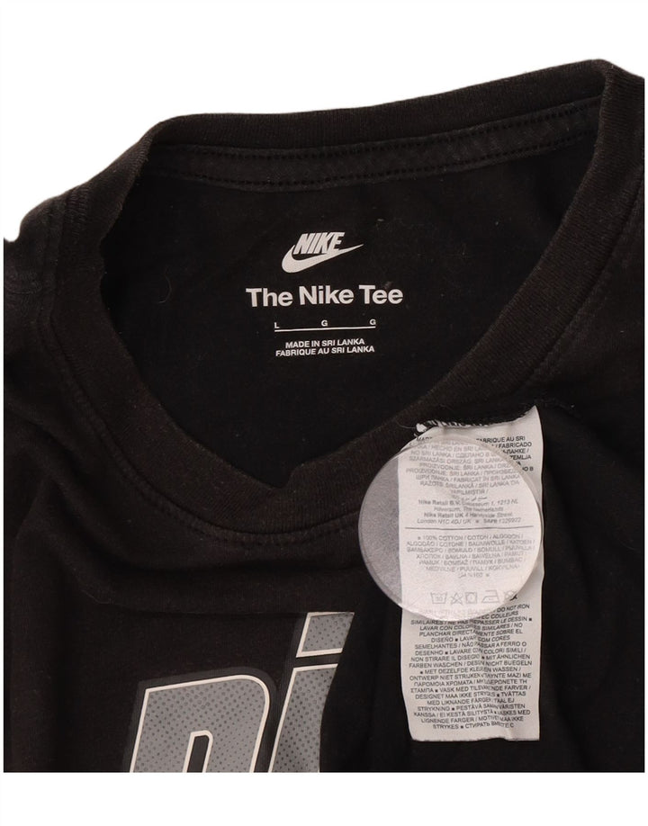Ανδρικό γραφικό μπλουζάκι Nike, μεγάλο μαύρο βαμβακερό