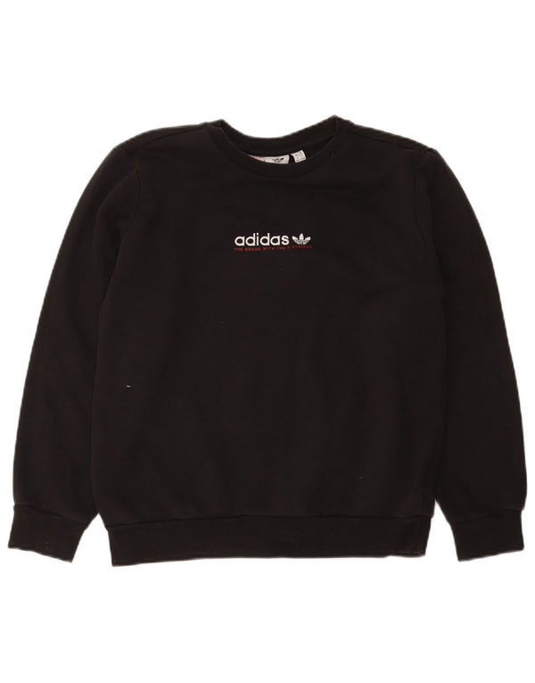 Γραφικό Φούτερ Adidas Boys Jumper 13-14 ετών Μαύρο βαμβακερό