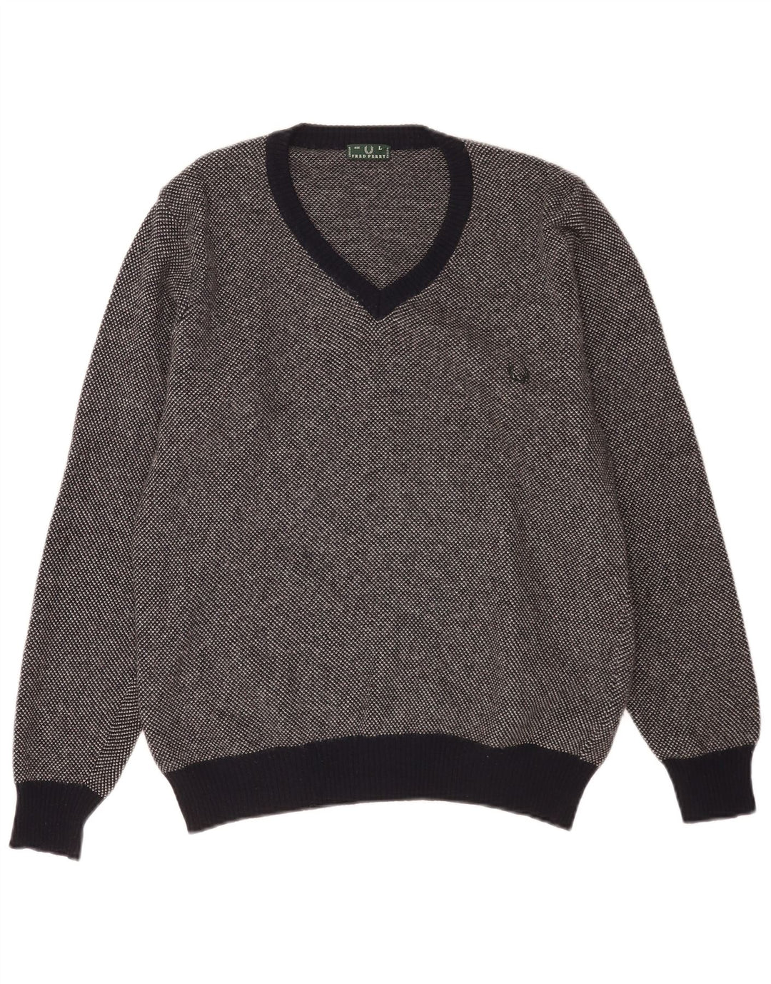 Fred Perry Ανδρικό πουλόβερ με λαιμόκοψη με λαιμόκοψη με μεγάλο μάλλινο μπλε ναυτικό
