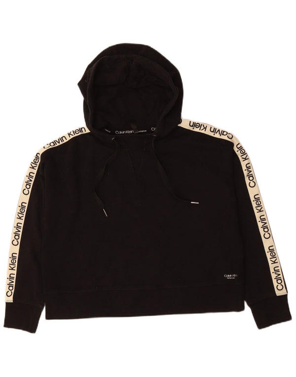 Γυναικείο Calvin Klein Crop Hoodie Jumper UK 12 Medium Black Colourblock