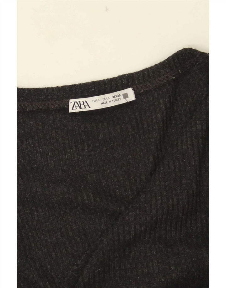Zara Γυναικείο T-Shirt Top UK 14 Large Black
