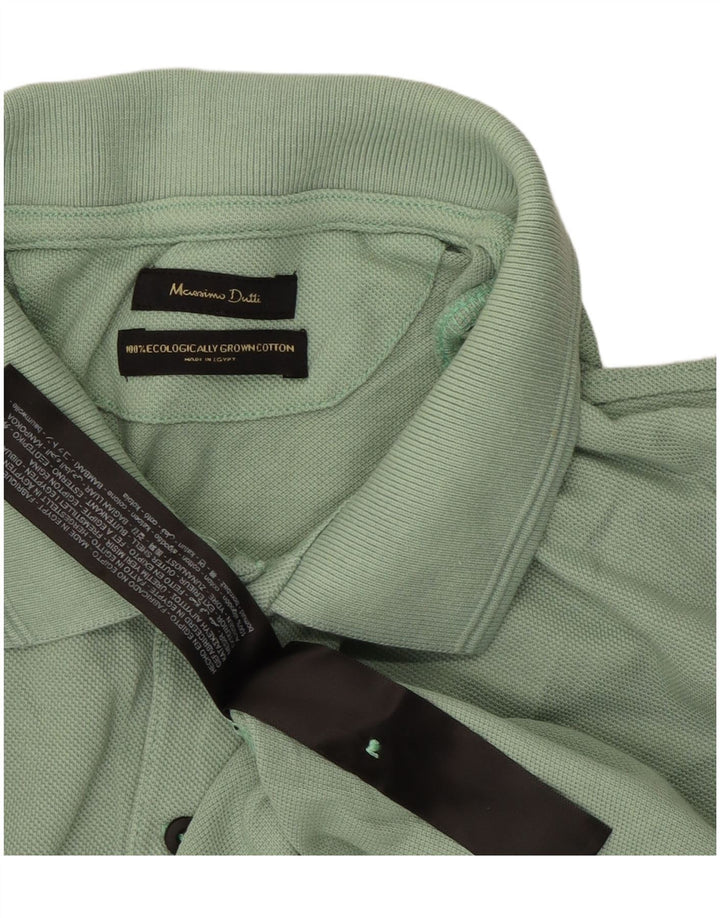 MASSIMO DUTTI Ανδρικό πουκάμισο πόλο πράσινο βαμβακερό