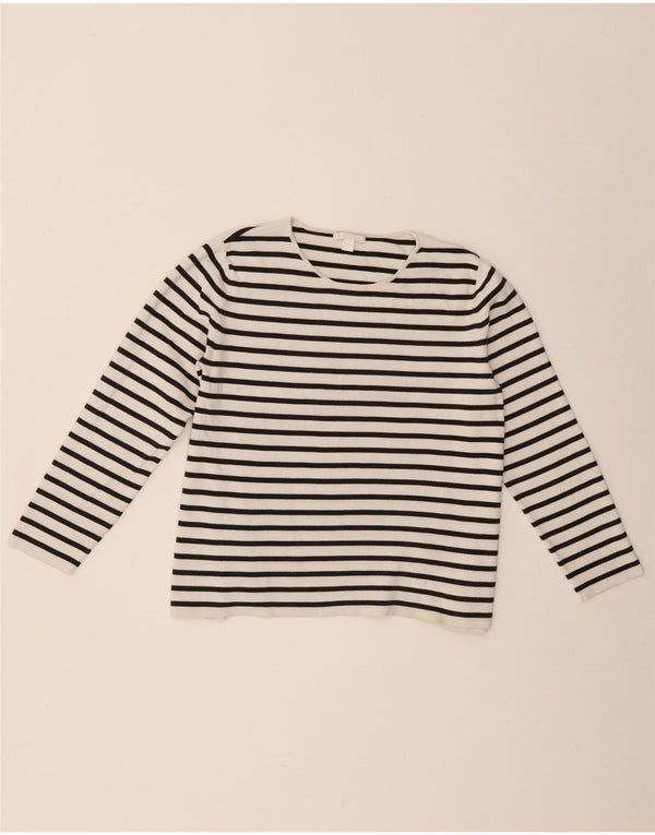 Cos Womens Crop Top Long Sleeve UK 10 Small White Striped Cotton