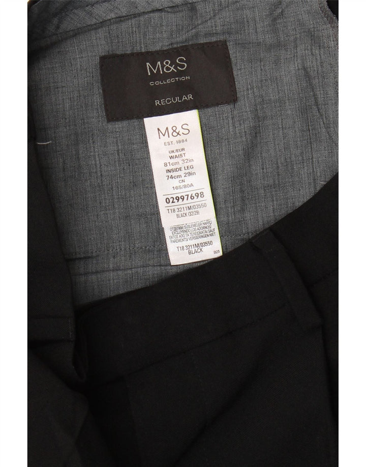 Marks & Spencer Ανδρικό παντελόνι με καρφίτσα W32 L29 Μαύρο πολυεστέρα