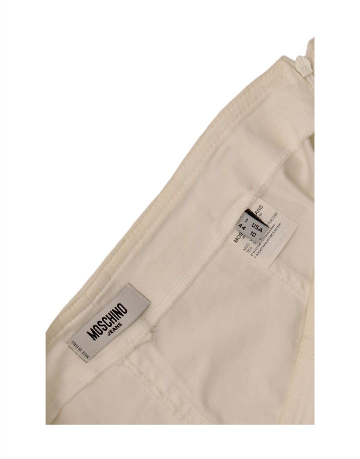 MOSCHINO Γυναικεία ψηλόμεση φούστα σε γραμμή Α UK 14 W30 L23 Λευκό βαμβακερό