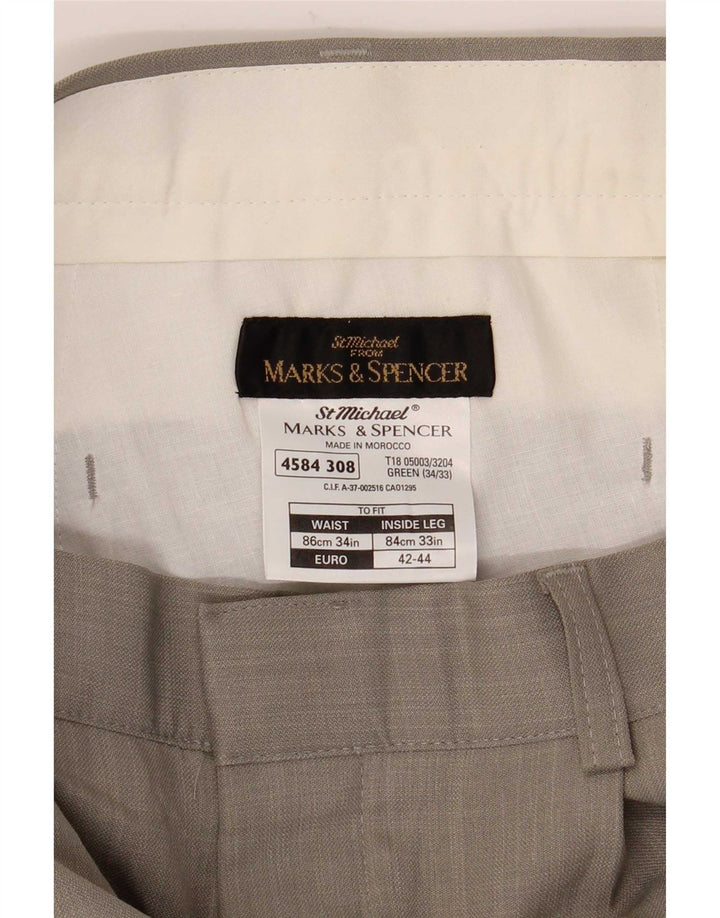 Marks & Spencer Ανδρικό παντελόνι casual W34 L33 πράσινο πολυεστέρα