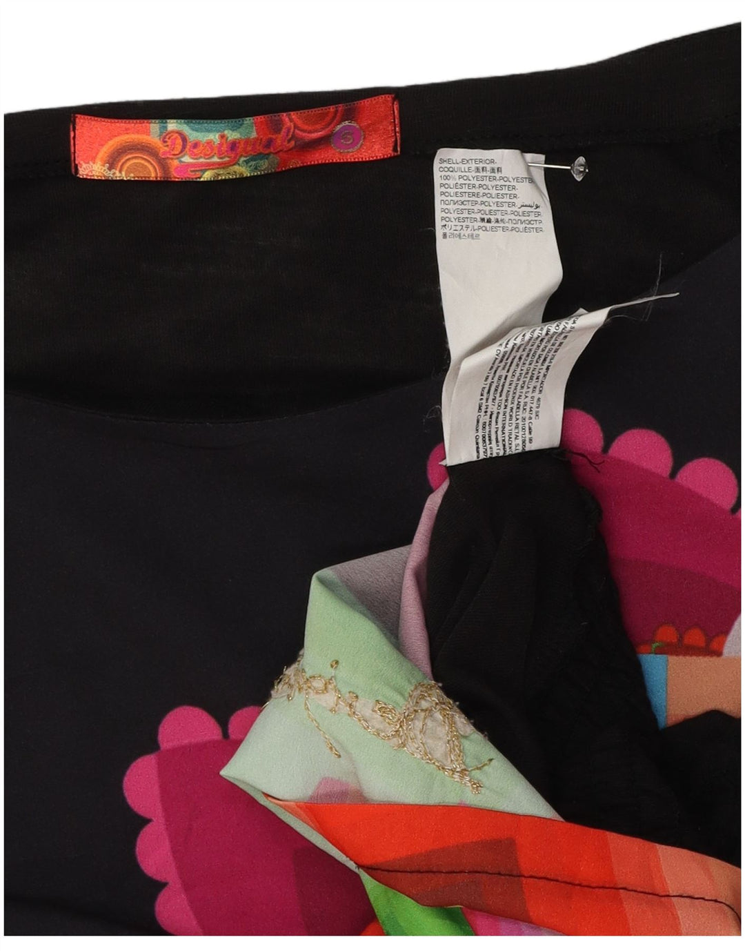 Γυναικείο Desigual Oversized Graphic Off Shoulder Top 10 Small Black