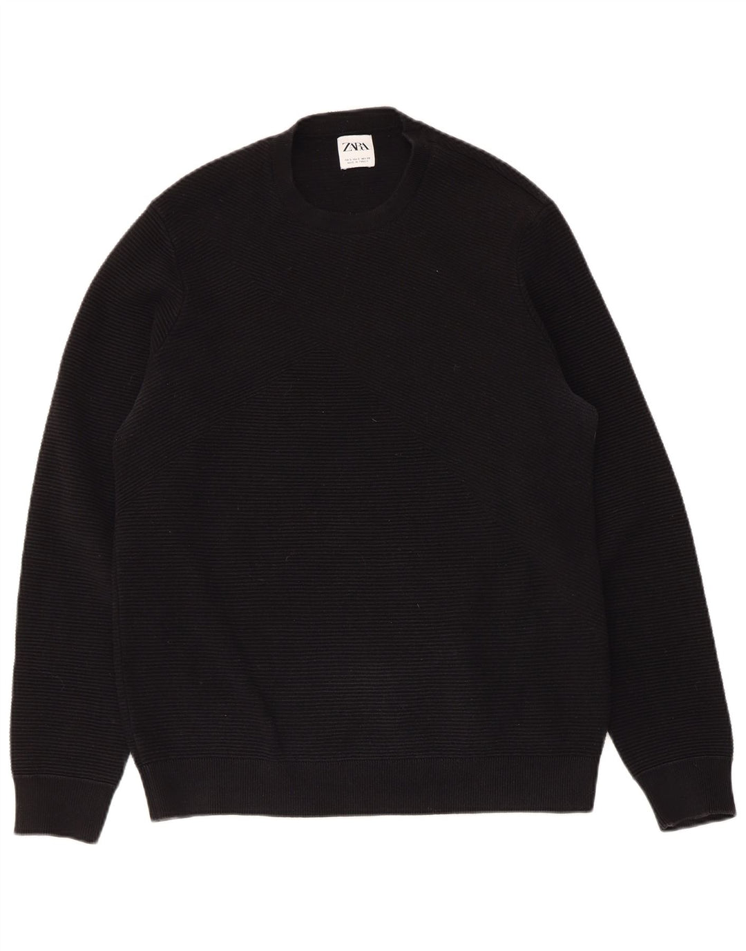 Ανδρικό πουλόβερ ZARA Crew Neck Jumper Μικρό μαύρο βαμβακερό