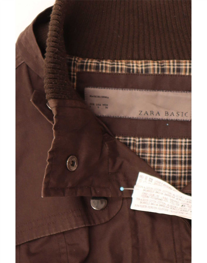 Zara Γυναικείο Utility Jacket UK 14 Large Brown Βαμβακερό