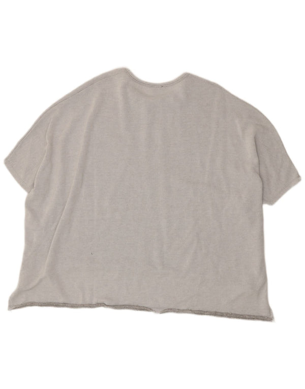 Zara Womens Trafaluc Oversized T-Shirt Top UK 14 Medium Grey Polyester