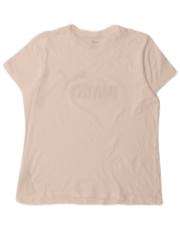 Γυναικείο γραφικό μπλουζάκι Puma Top UK 16 μεγάλο λευκό βαμβακερό