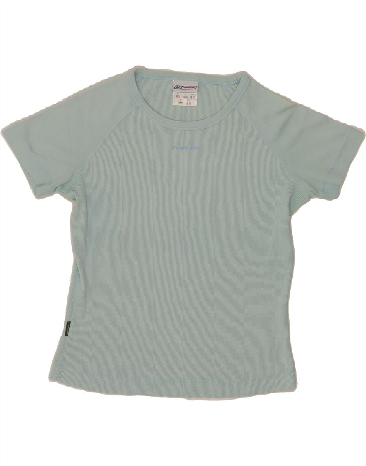 REEBOK Womens Crop T-Shirt Top UK 12 Medium Blue Cotton Vintage Reebok and Second-Hand Reebok from Messina Hembry 