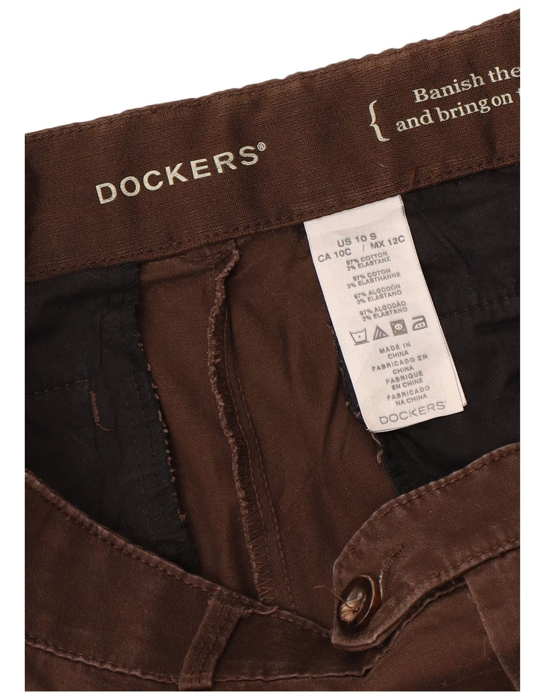 DOCKERS Γυναικείο ίσιο casual παντελόνι US 10 μεγάλο W34 L29 καφέ βαμβακερό