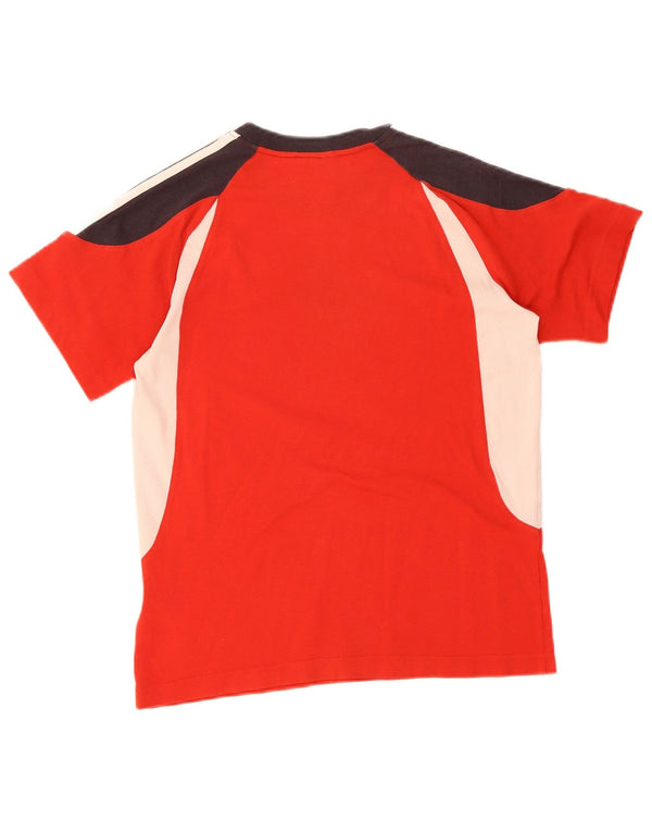 Adidas Boys T-Shirt Top 13-14 Years Red Colourblock Βαμβακερό