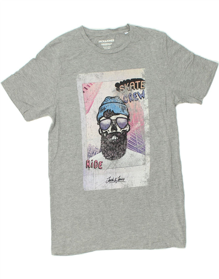 JACK & JONES Mens Slim Graphic T-Shirt Top Large Grey Cotton | Vintage Jack & Jones | Thrift | Second-Hand Jack & Jones | Used Clothing | Messina Hembry 