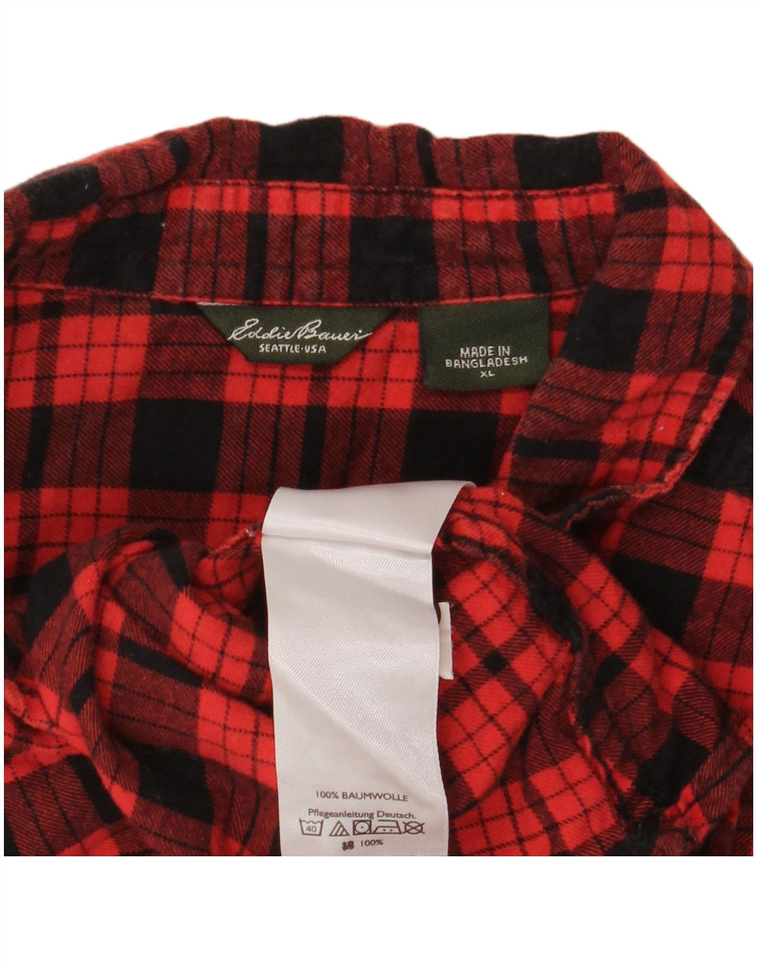 Γυναικείο φανελένιο πουκάμισο Eddie Bauer UK 18 XL Red Check Cotton