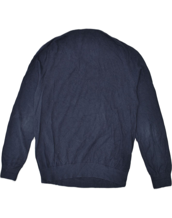 NAUTICA Mens V-Neck Jumper Sweater Large Navy Blue Cotton | Vintage Nautica | Thrift | Second-Hand Nautica | Used Clothing | Messina Hembry 