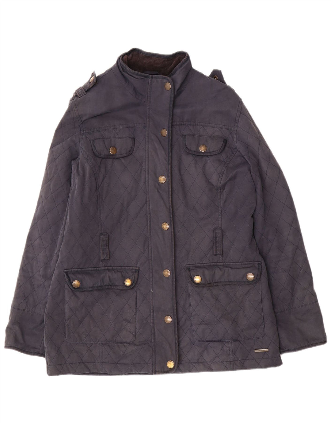 CREW ΕΝΔΥΜΑΤΑ Γυναικείο στρατιωτικό καπιτονέ μπουφάν UK 14 Large Navy Blue από βαμβάκι