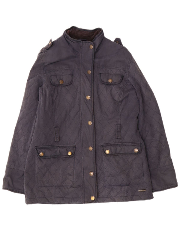 CREW ΕΝΔΥΜΑΤΑ Γυναικείο στρατιωτικό καπιτονέ μπουφάν UK 14 Large Navy Blue από βαμβάκι