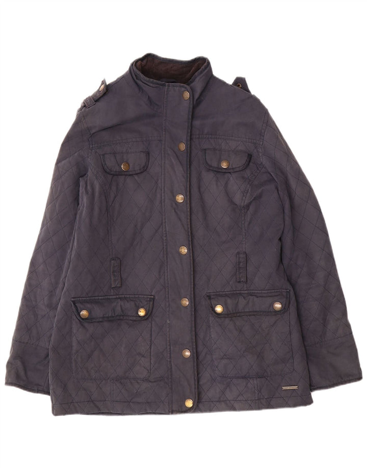 CREW ΕΝΔΥΜΑΤΑ Γυναικείο στρατιωτικό καπιτονέ μπουφάν UK 14 Large Navy Blue από βαμβάκι