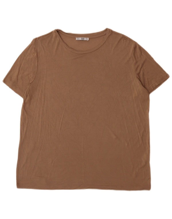 Zara Γυναικείο T-Shirt Top UK 18 XL καφέ βισκόζη