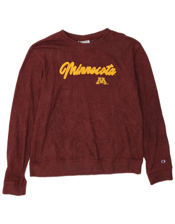Champion Womens Minnesota Graphic Φούτερ Jumper UK 16 Large Burgundy